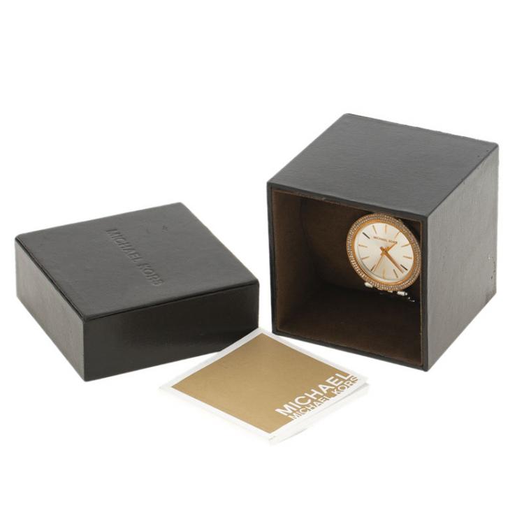 Pre Owned Michael Kors Silver Rose Gold Tone Stainless Steel Darci MK3203 Women's Wristwatch 39MM