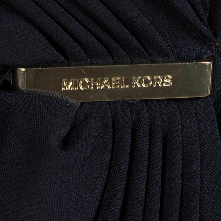 Pre Owned Michael Michael Kors Black Draped Long Sleeve Dress M