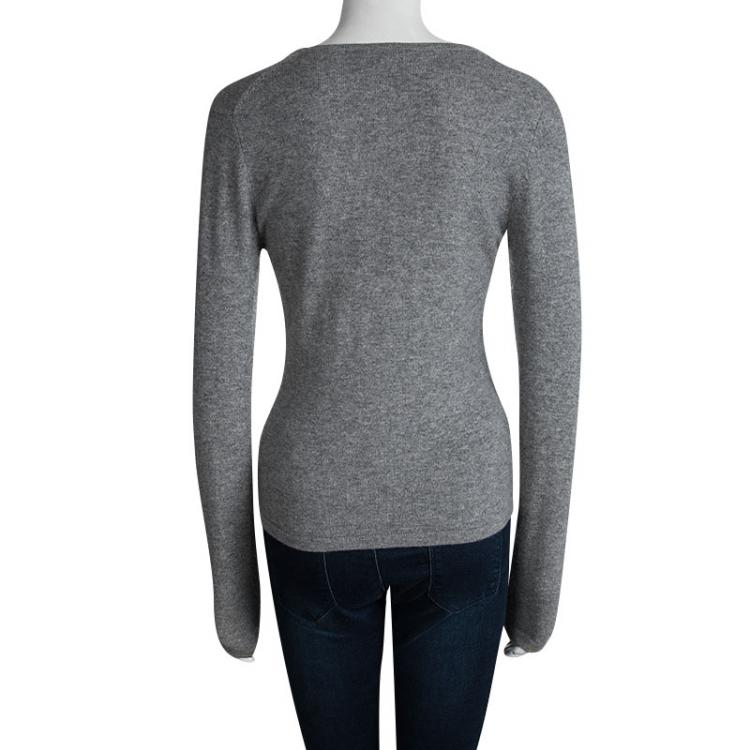 Pre Owned Michael Michael Kors Grey Cashmere V Neck Sweater S