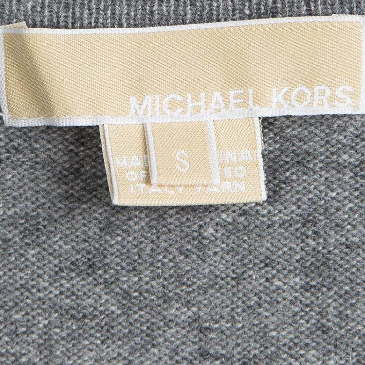 Pre Owned Michael Michael Kors Grey Cashmere V Neck Sweater S