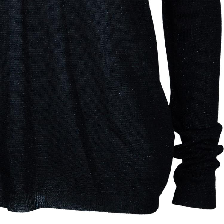 Pre Owned Missoni Black Glitter Detail Turtleneck Top M