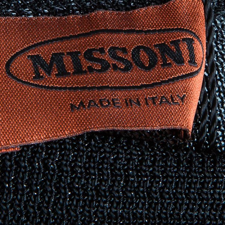 Pre Owned Missoni Black Glitter Detail Turtleneck Top M