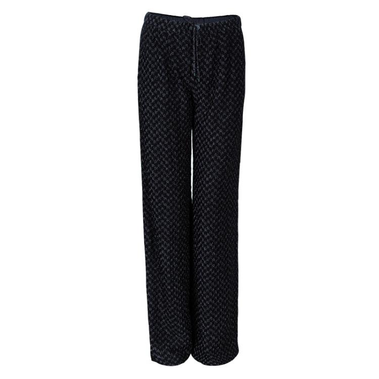 Pre Owned Missoni Black Metallic Zig-Zag Wide Leg Trousers S