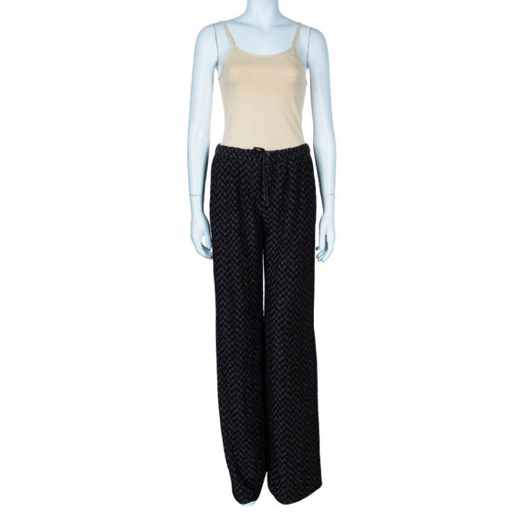Pre Owned Missoni Black Metallic Zig-Zag Wide Leg Trousers S