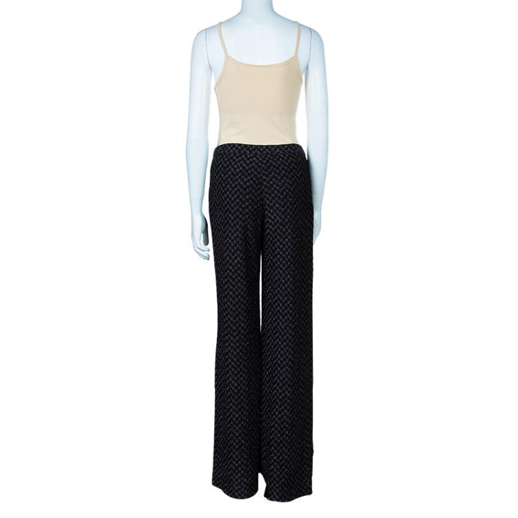 Pre Owned Missoni Black Metallic Zig-Zag Wide Leg Trousers S
