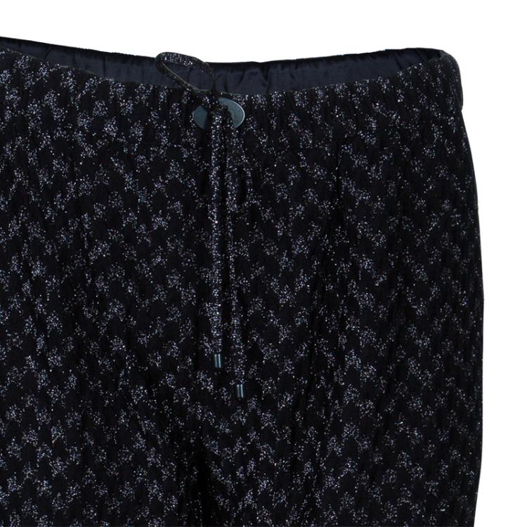 Pre Owned Missoni Black Metallic Zig-Zag Wide Leg Trousers S