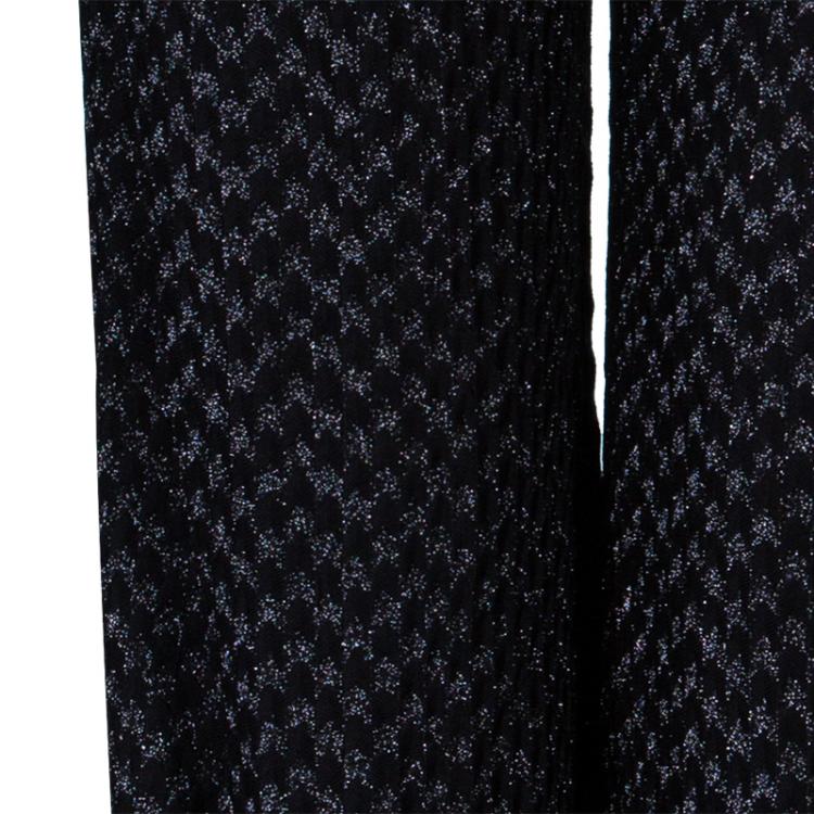 Pre Owned Missoni Black Metallic Zig-Zag Wide Leg Trousers S