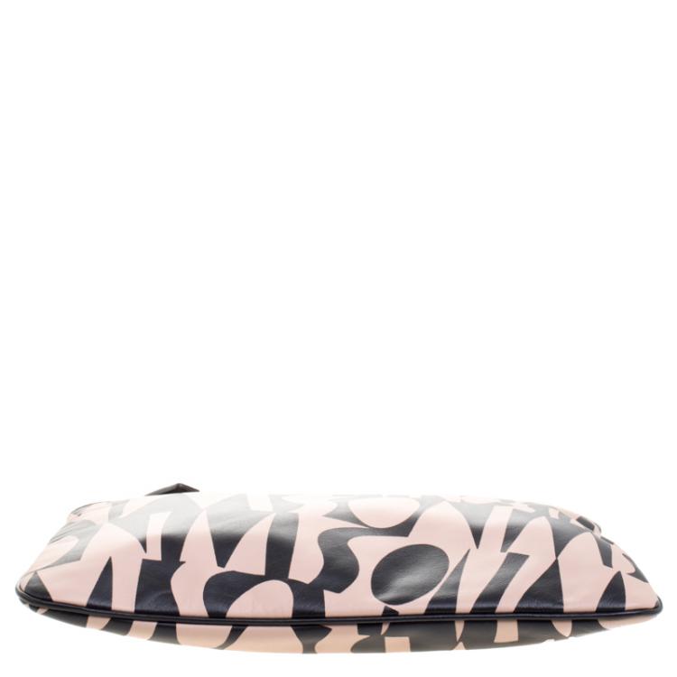 Pre Owned Missoni Beige/Black Logo Printed Leather Pouch