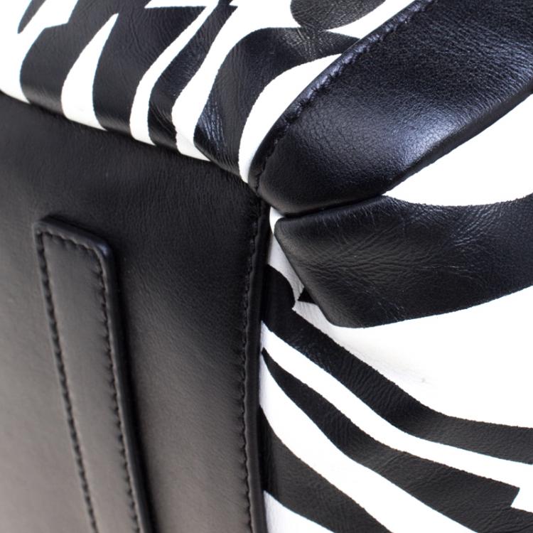 Pre Owned Missoni Black and White Leather Logo Print Tote