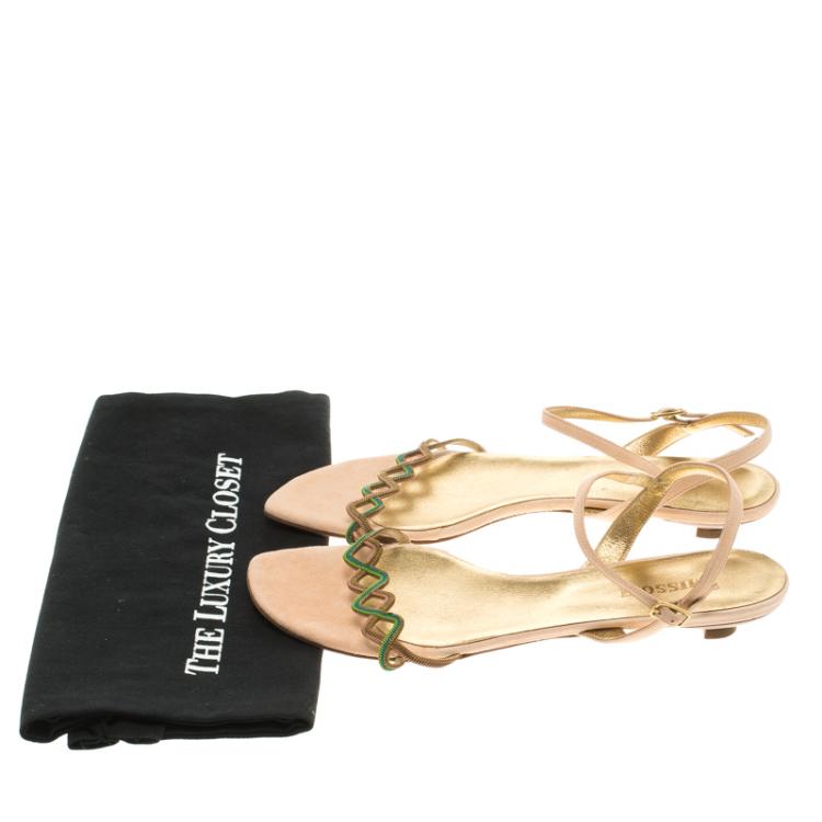 Pre Owned Missoni Blush Pink Suede Ankle Strap Flat Sandals Size 39