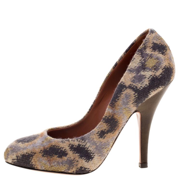 Pre Owned Missoni Multicolor Knit Fabric Pumps Size 38