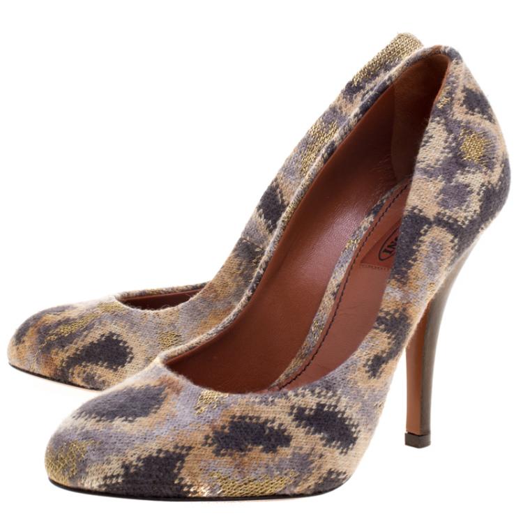 Pre Owned Missoni Multicolor Knit Fabric Pumps Size 38