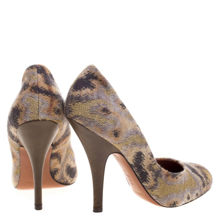 Pre Owned Missoni Multicolor Knit Fabric Pumps Size 38
