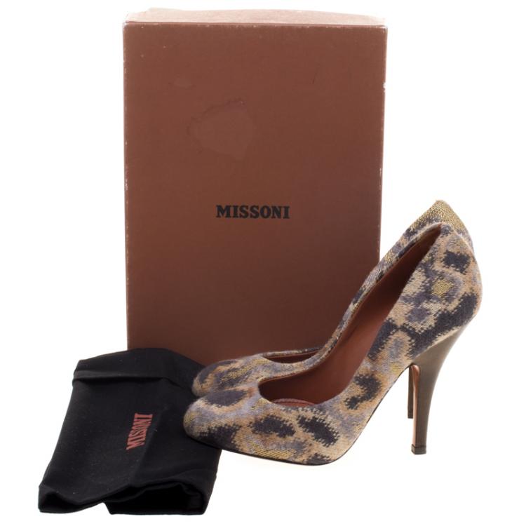 Pre Owned Missoni Multicolor Knit Fabric Pumps Size 38