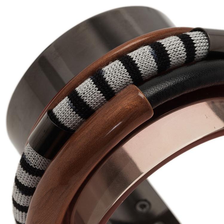 Pre Owned Missoni Three Strands Multicolor Silver Tone Bracelet