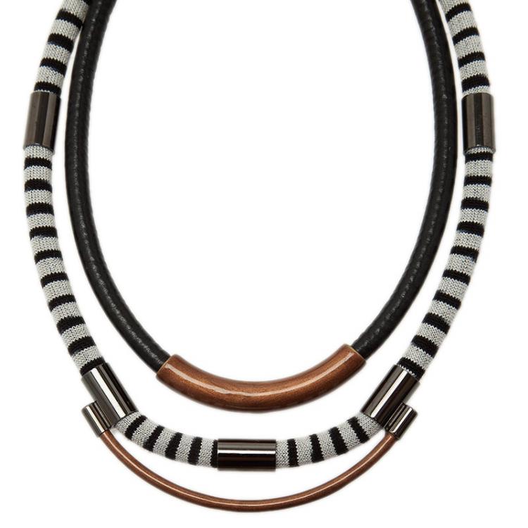 Pre Owned Missoni Three Strands Multicolor Silver Tone Necklace