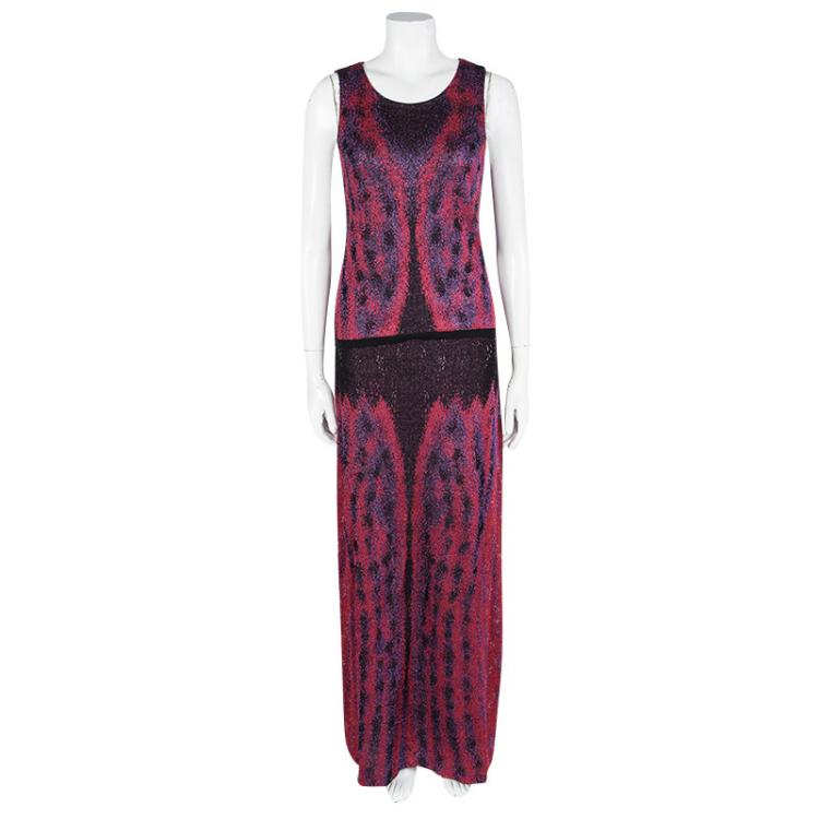 Pre Owned Missoni Multicolour Lurex Knit Sleeveless Top and Maxi Skirt Set S
