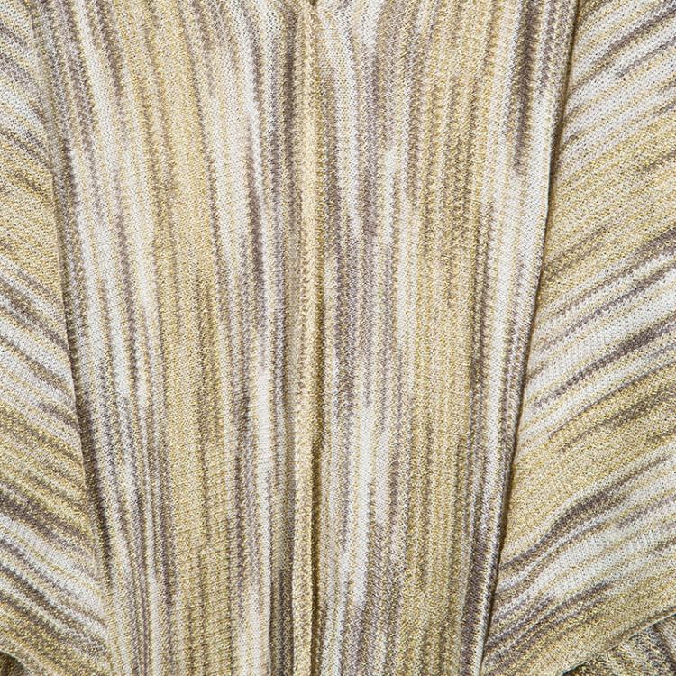 Pre Owned Missoni Mare Beige Lurex Knit Kaftan Style Top M