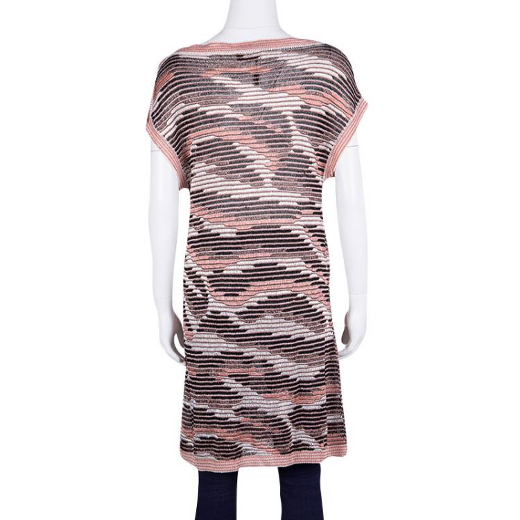 Pre Owned Missoni Multicolor Patterned Lurex Knit Detail Tunic L