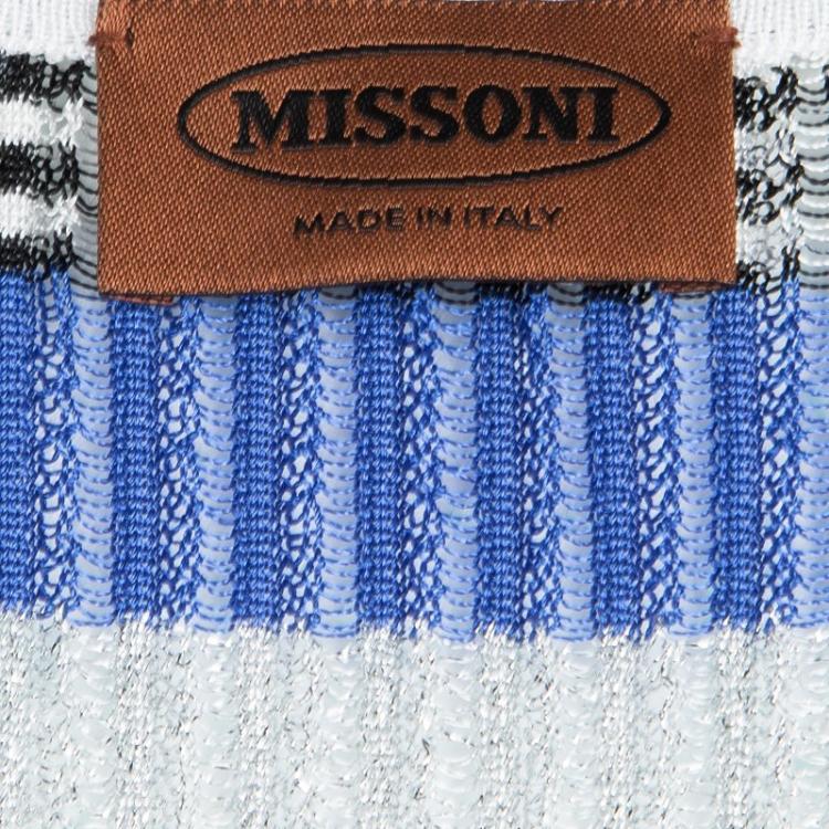 Pre Owned Missoni Multicolor Striped Lurex Knit Detail Open Front Long Cardigan S