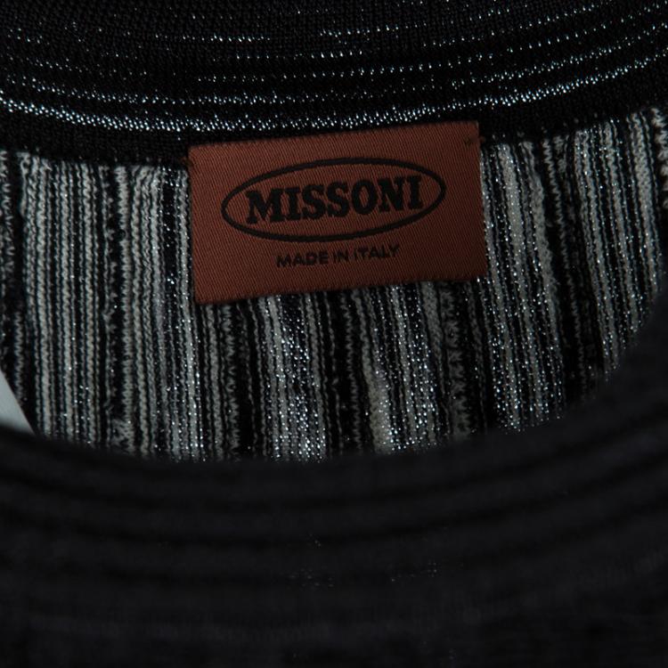 Pre Owned Missoni Monochrome Knit Fringe Detail Sleeveless Dress S