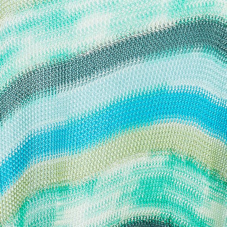 Pre Owned Missoni Blue Striped Knit Fringed Poncho OS