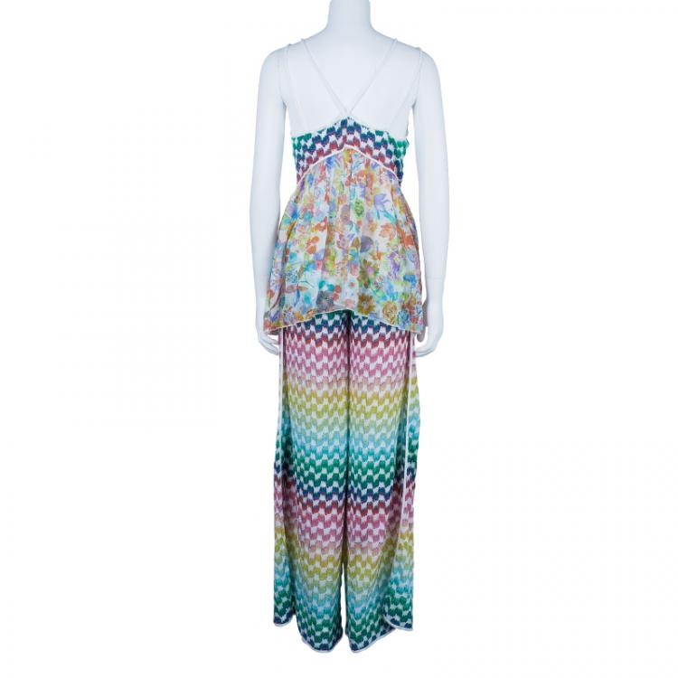 Pre Owned Missoni Mare Multicolor Knit Floral Top and Pants Set S/M