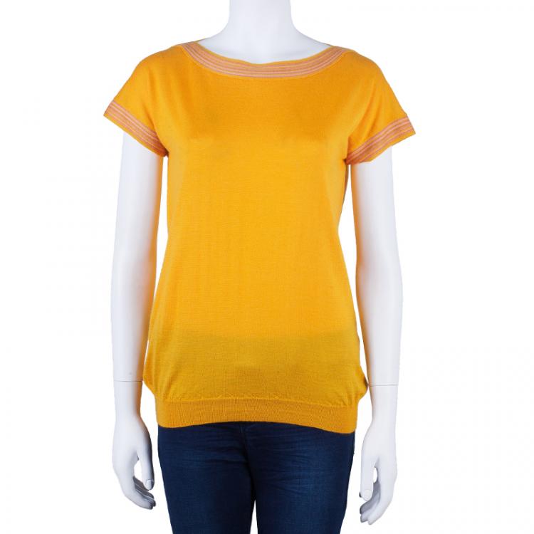 Pre Owned Missoni Yellow Cashmere Silk Sweater M