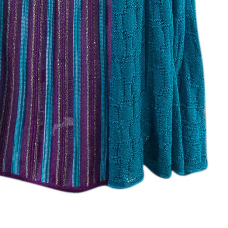 مملوكة مسبقًا Missoni Blue Patterned Knit Maxi Dress M