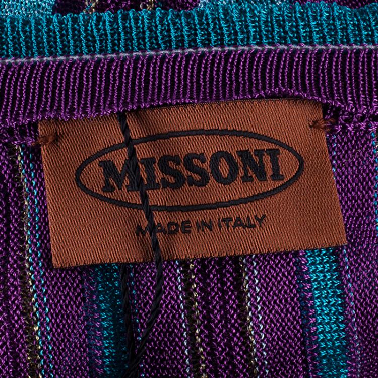 مملوكة مسبقًا Missoni Blue Patterned Knit Maxi Dress M