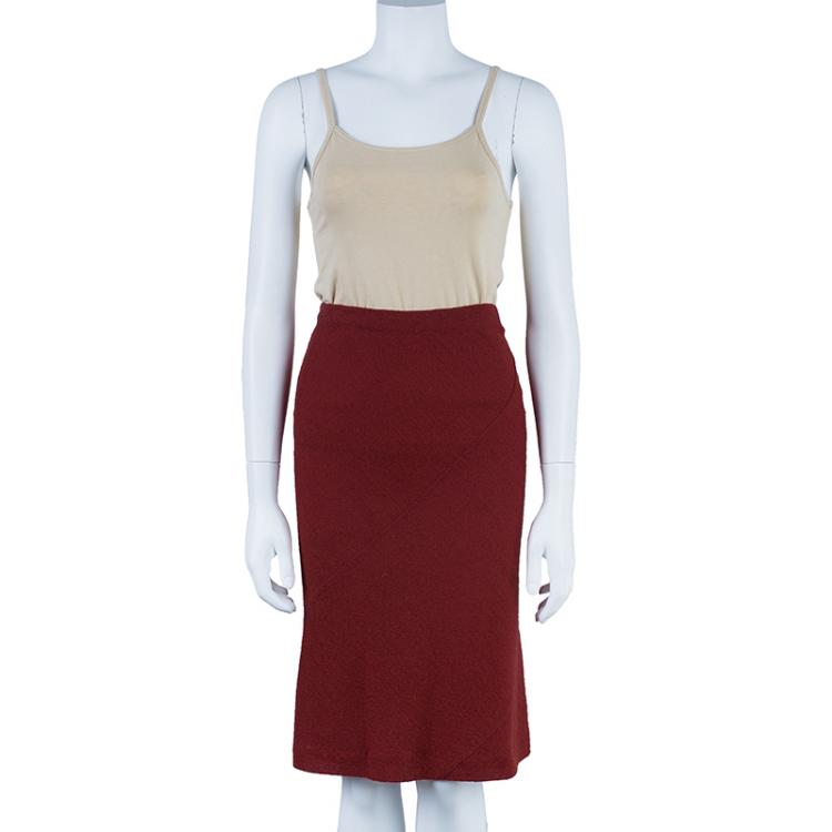 Pre Owned Missoni Red Mohair Skirt S