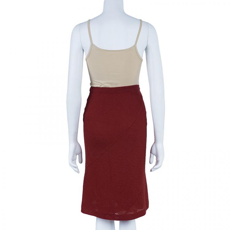 Pre Owned Missoni Red Mohair Skirt S