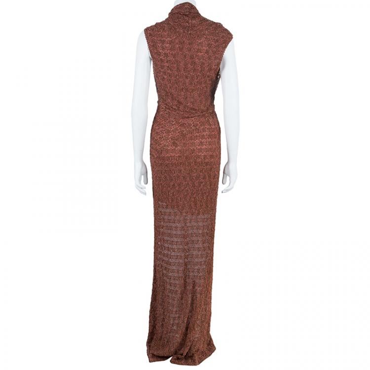 Pre Owned Missoni Mahogany Metallic Knit Gown S