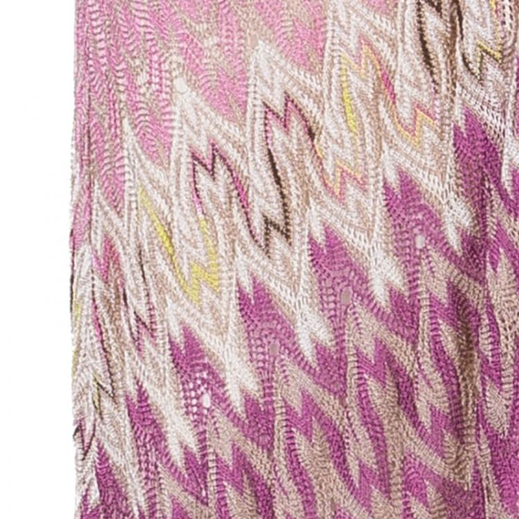 مملوكة مسبقًا Missoni Pink Multicolor Halter Back Knit Maxi Dress M