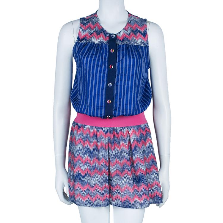 Pre Owned Missoni Mare Blue Multicolor Playsuit M