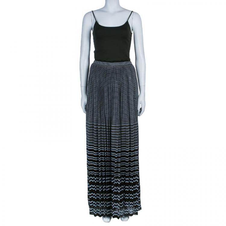 Pre Owned Missoni Multicolor Striped Knit Maxi Skirt M