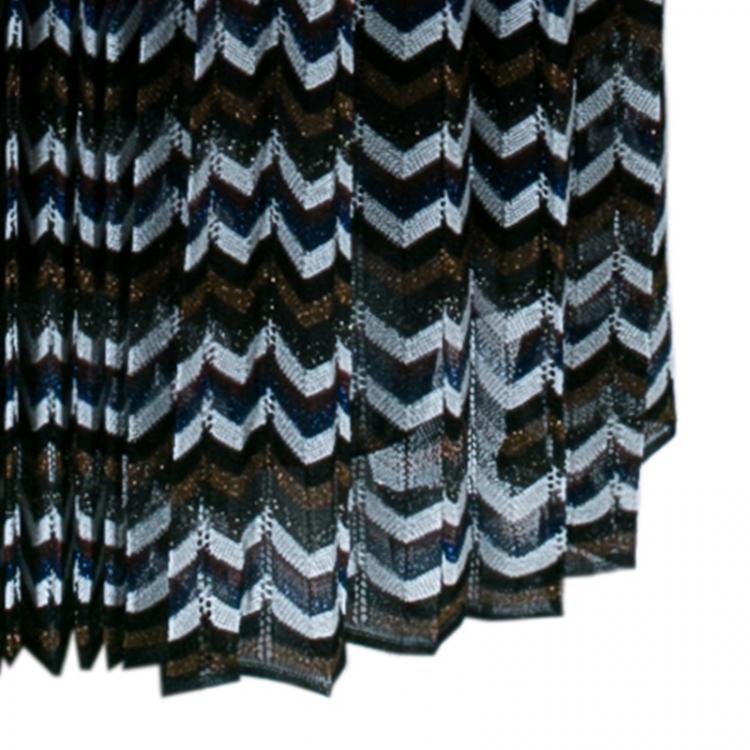 Pre Owned Missoni Multicolor Striped Knit Maxi Skirt M