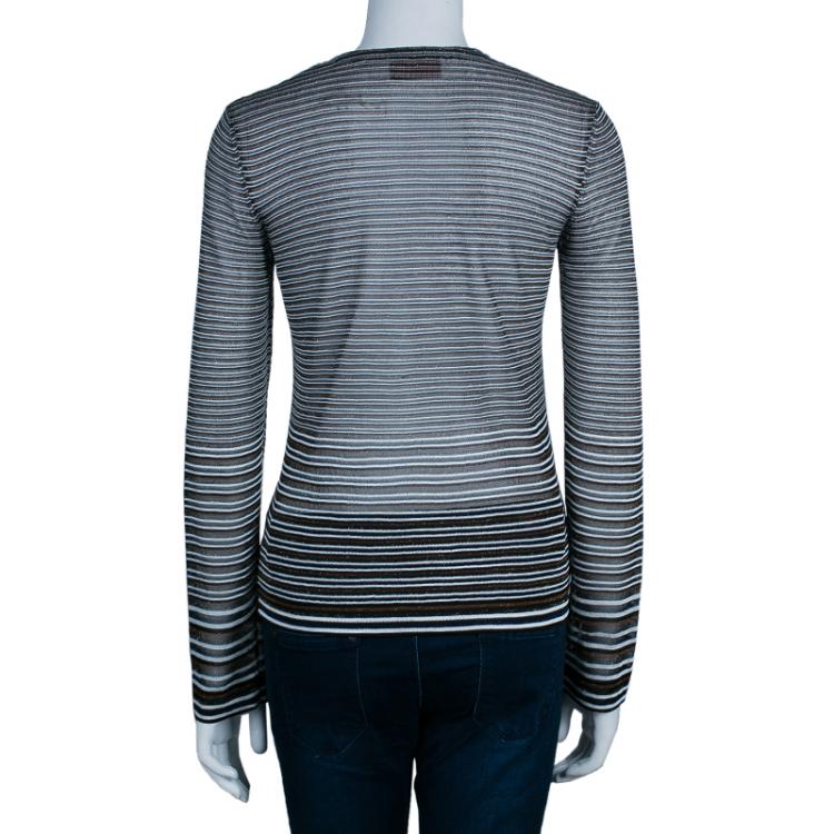 Pre Owned Missoni Multicolor Zig-Zag Long Sleeve Top M