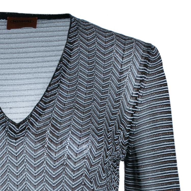 Pre Owned Missoni Multicolor Zig-Zag Long Sleeve Top M