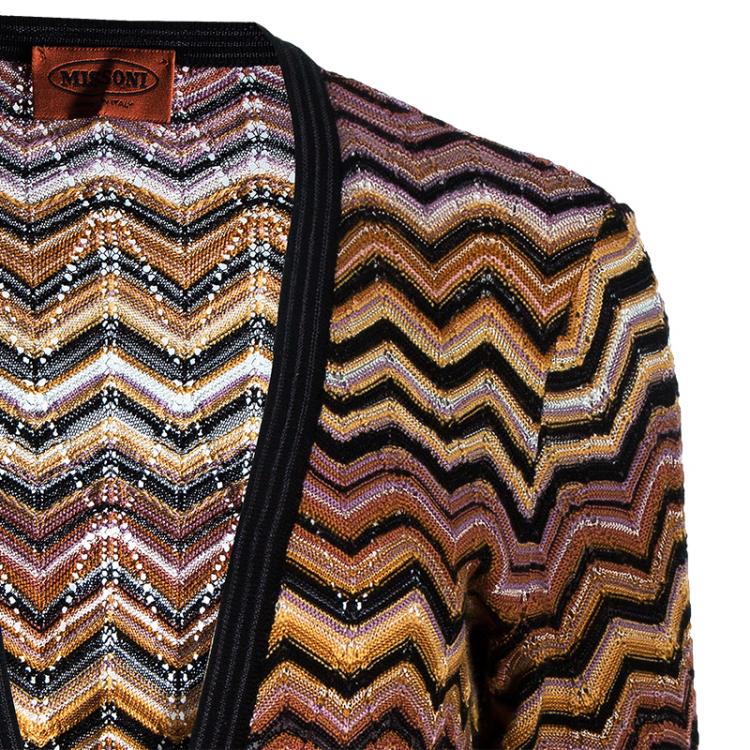 Pre Owned Missoni Multicolor Zig-Zag Cardigan M