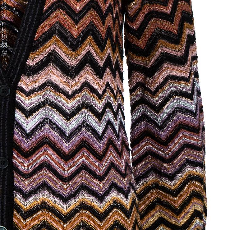 Pre Owned Missoni Multicolor Zig-Zag Cardigan M