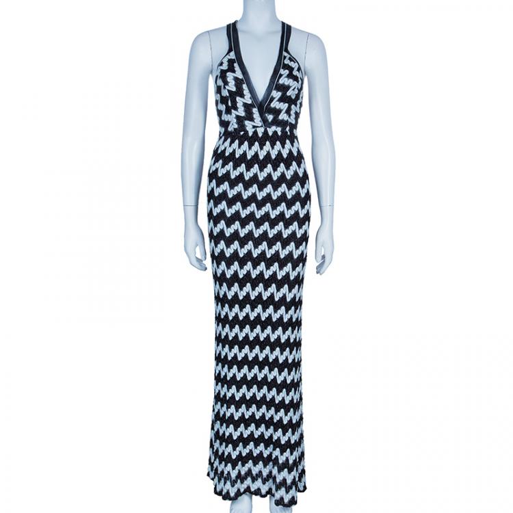 Pre Owned Missoni Monochrome Knit Maxi Dress M
