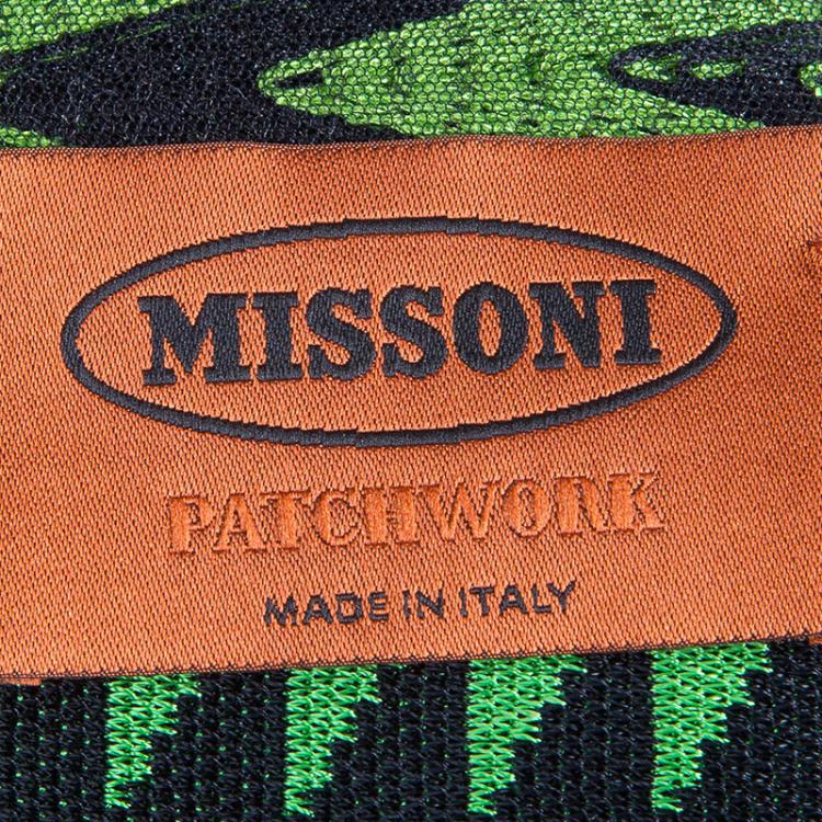 Pre Owned Missoni Green Zig-Zag Belted Dress S