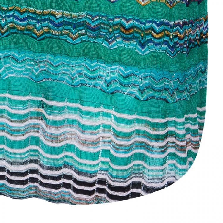 Pre Owned Missoni Green Wave Knit Sleeveless Dress S