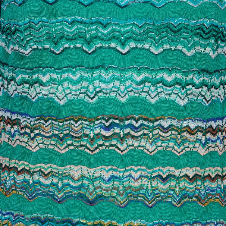 Pre Owned Missoni Green Wave Knit Sleeveless Dress S