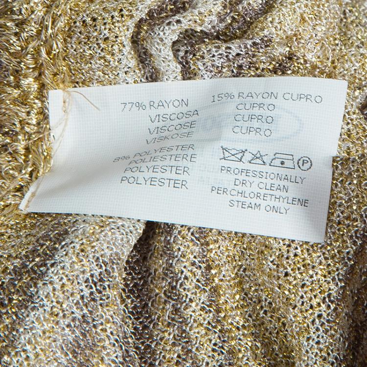Pre Owned Missoni Gold Lurex Knit Waist Tie Detail Long Kaftan S