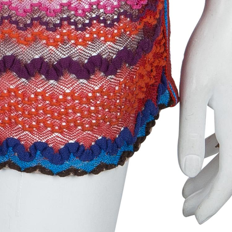 Pre Owned Missoni Multicolor Zig-Zag Pattern Knit Strapless Romper S