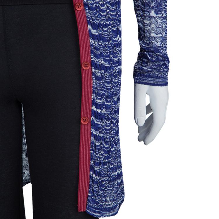 Pre Owned Missoni Multicolor ZigZag Patterned Knit Long Cardigan M