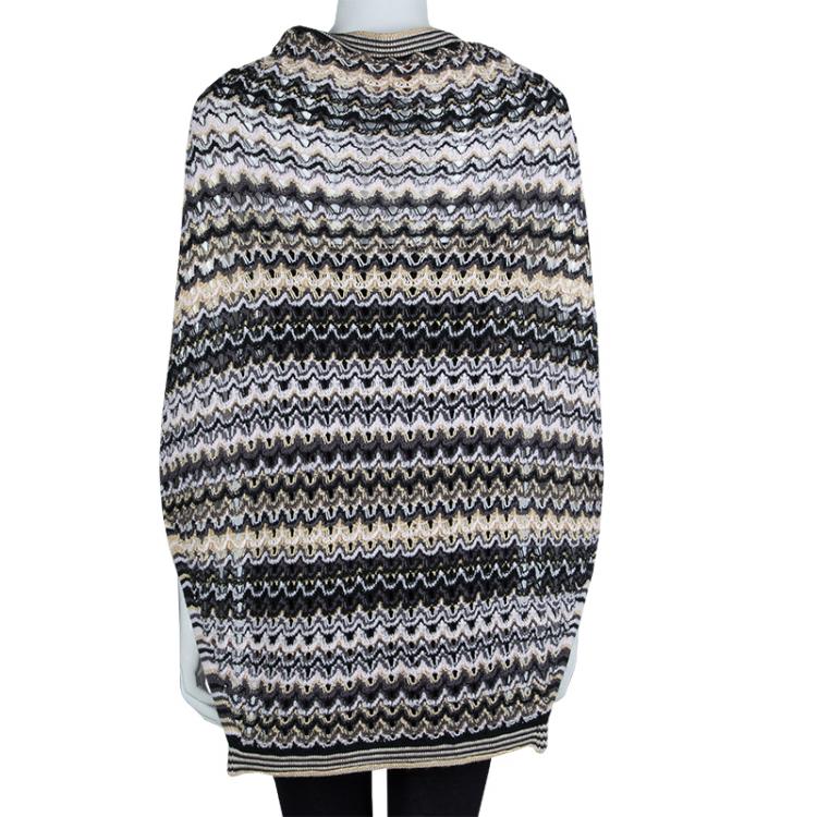 Pre Owned Missoni Multicolor Lurex Knit Wool Poncho M