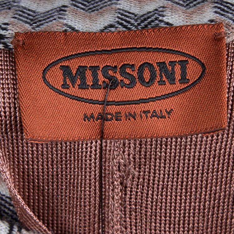 Pre Owned Missoni Multicolor Zig Zag Wool Button Down Full Length Cardigan S
